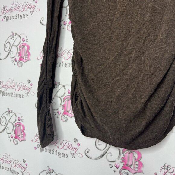 Max studio turtleneck long sleeve cinched sexy brown soft stretchy flattering - Picture 6 of 12